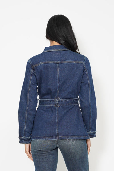 Mid Length Denim Utility Jacket