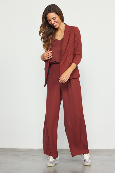 High Waist Pleat Pants - Chocolate