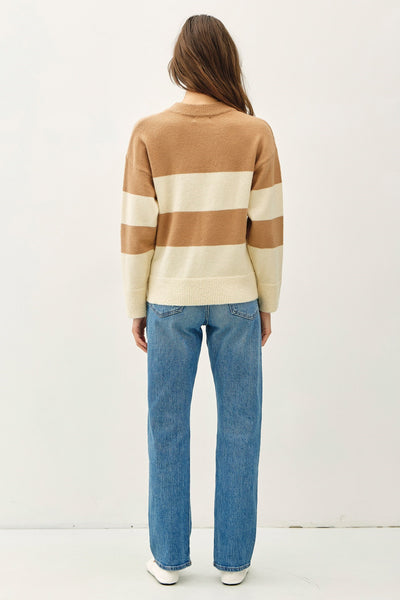 Striped Oversized Sweater - Camel