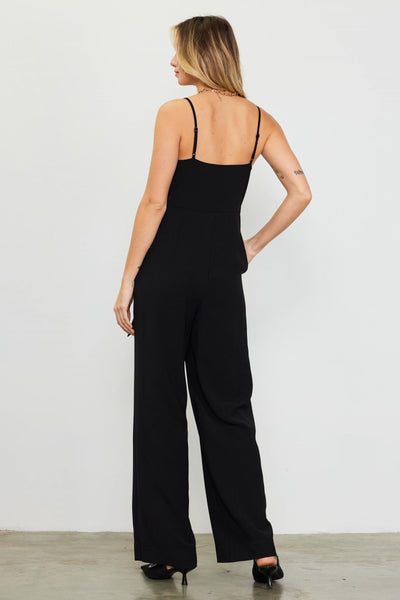 Tie Waist Jumpsuit - Black