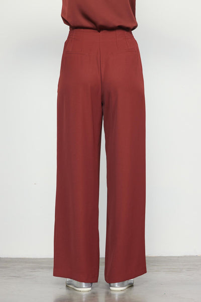 High Waist Pleat Pants - Chocolate