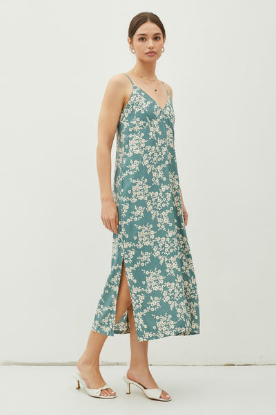 Floral Slip Midi Dress - Spruce