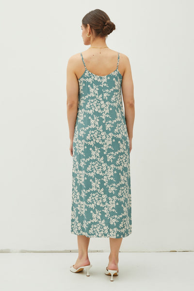 Floral Slip Midi Dress - Spruce