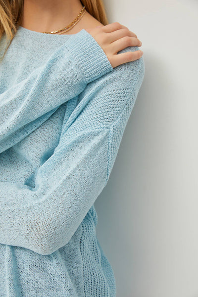 Lightweight Knit Sweater - Baby Blue