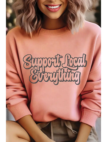 Support Local Everything Crewneck - Coral