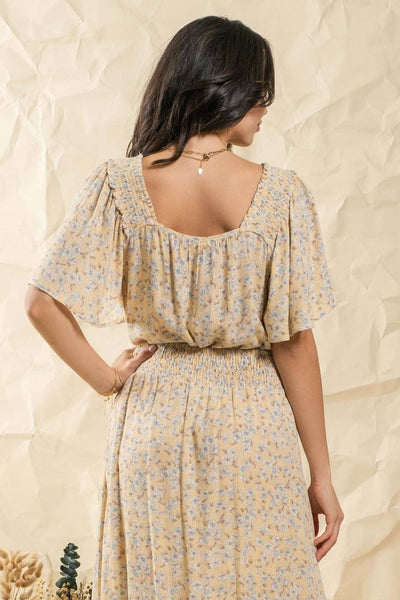 Flowy Sleeve Floral Top - Yellow