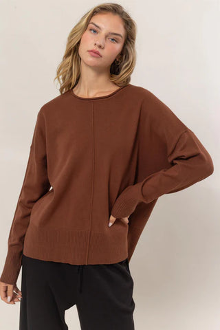 Ribbed Pullover Sweater - Chestnut