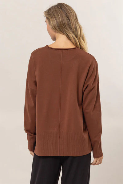 Ribbed Pullover Sweater - Chestnut