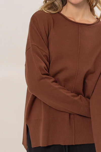 Ribbed Pullover Sweater - Chestnut