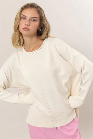 Ribbed Pullover Sweater - Cream