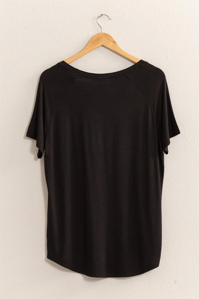 Classic V-Neck Basic Tee - Black