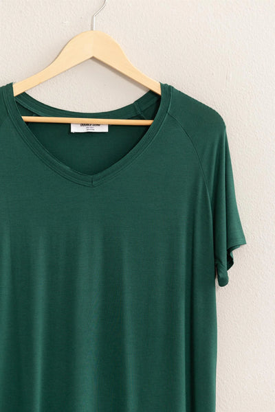 Classic V-Neck Basic Tee - Dk Green