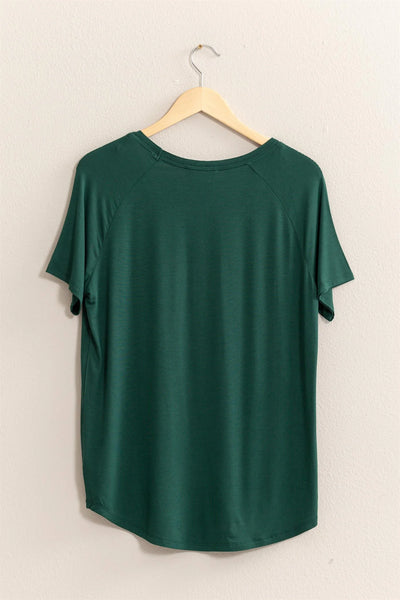 Classic V-Neck Basic Tee - Dk Green