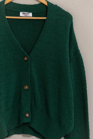 Button Up Cardigan Sweater - Dk Green