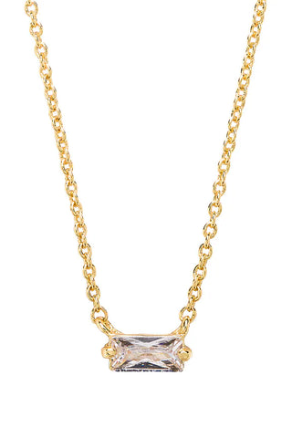 Amara Solitaire Necklace - Gold/CZ