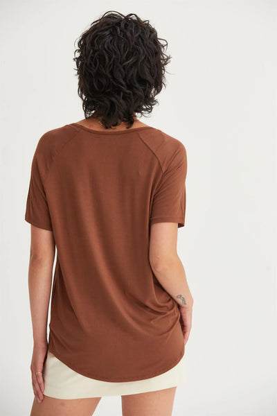 Classic V-Neck Basic Tee - Chestnut