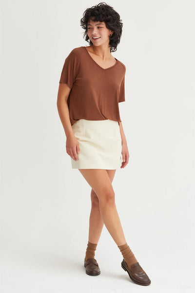 Classic V-Neck Basic Tee - Chestnut