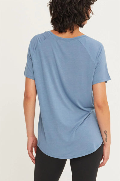 Classic V-Neck Basic Tee - Gray Blue