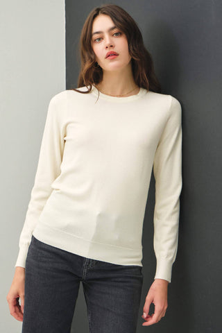 Crew Neck Soft Knit Sweater - Ivory