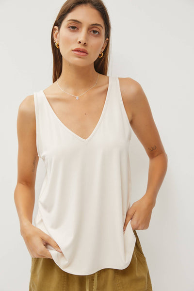 Bamboo V-Neck Tank - Off White