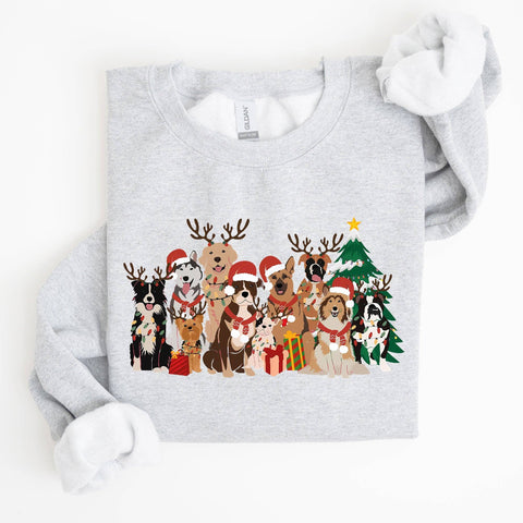 Christmas Dogs Crewneck - Ash Gray