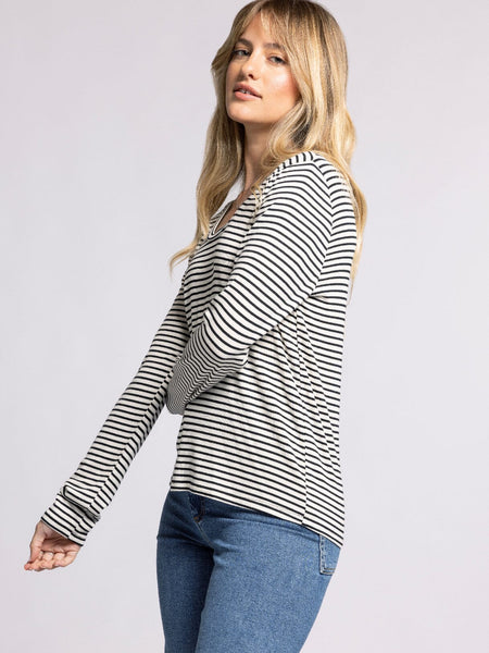 Lauren Top - White black stripe